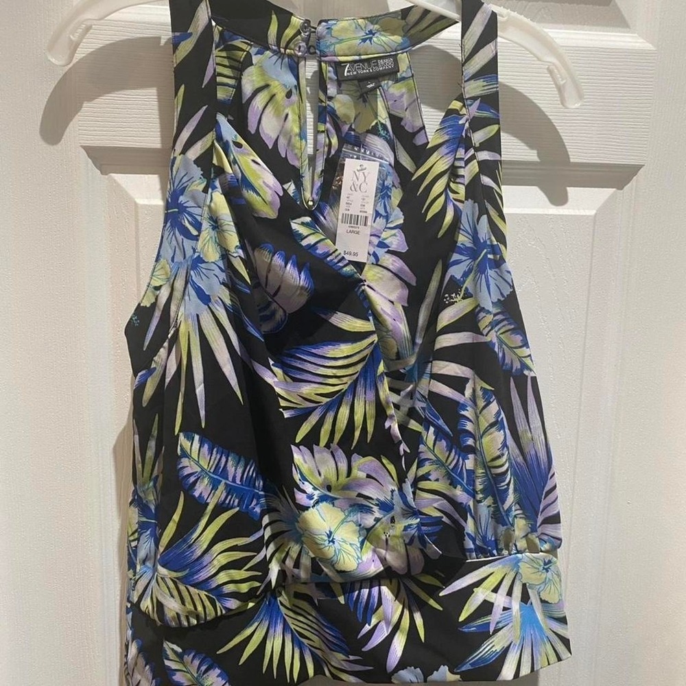 7th Avenue multicoloured tropical print blouse Size L